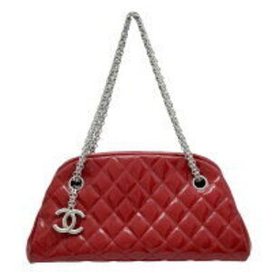 Chanel Mademoiselle Bowling Bag Chain Shoulder Matelasse Coco Mark Red